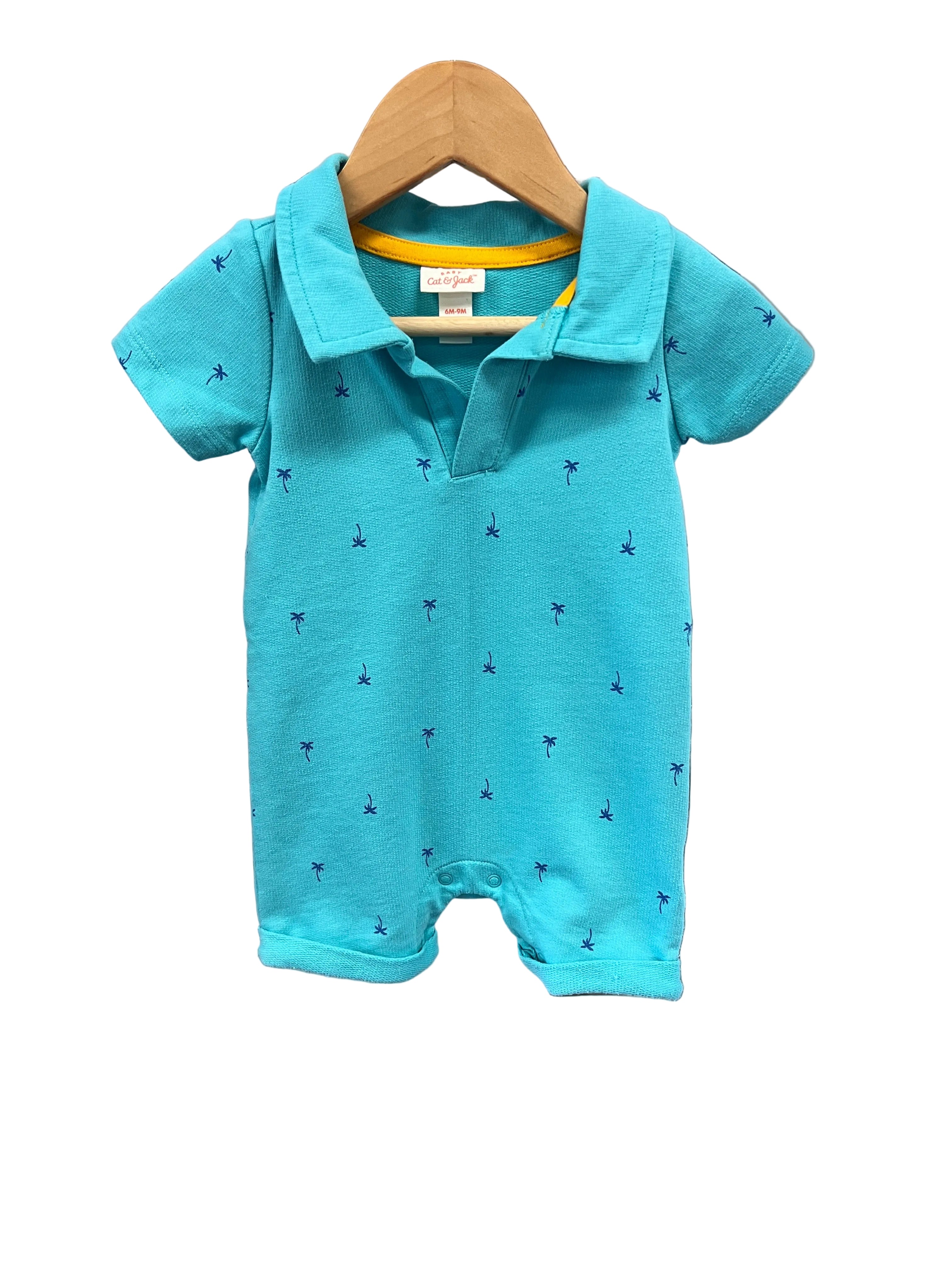 Teal Cat & Jack Romper, 6-9m