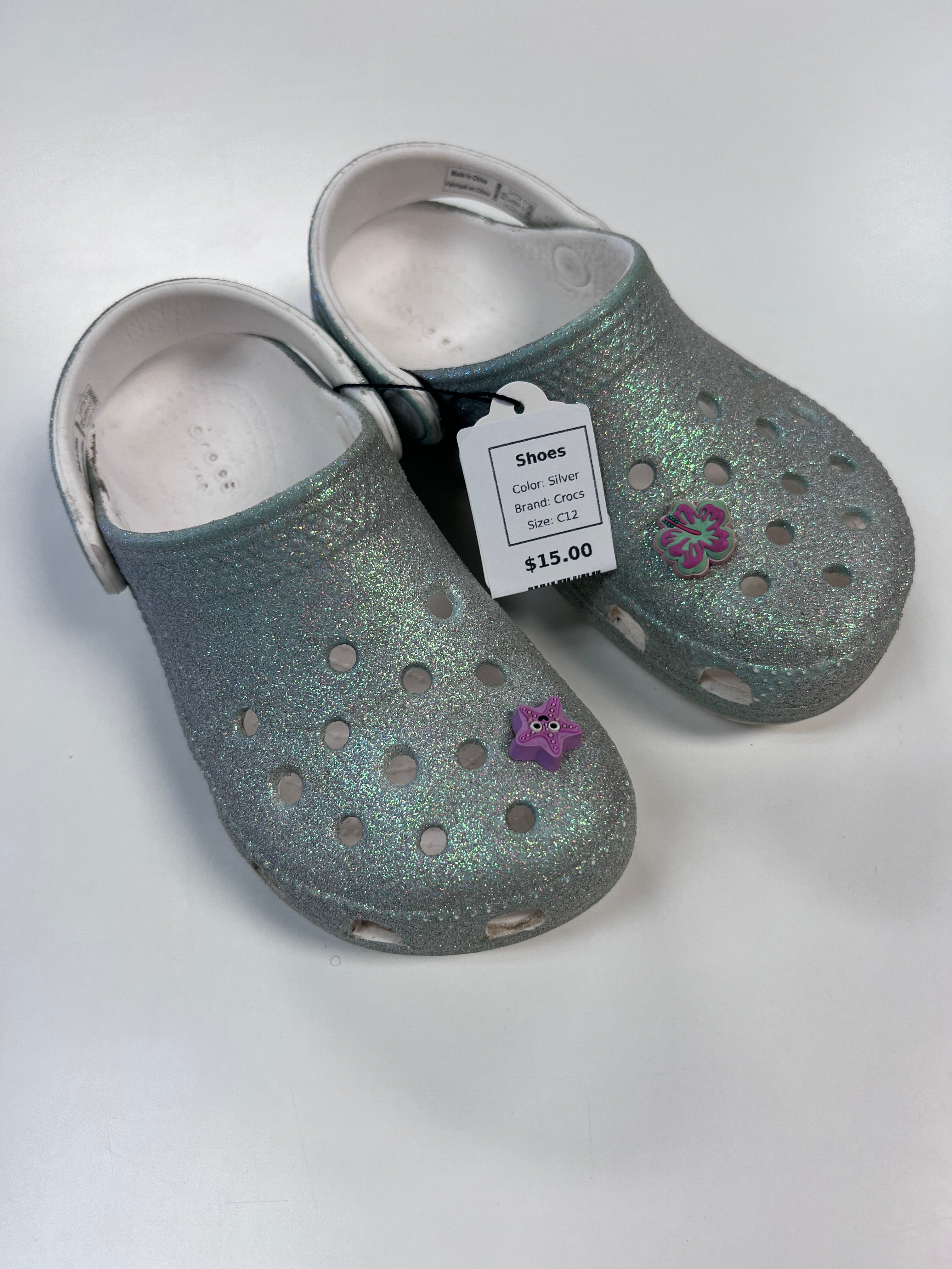 Silver Crocs Shoes, C12