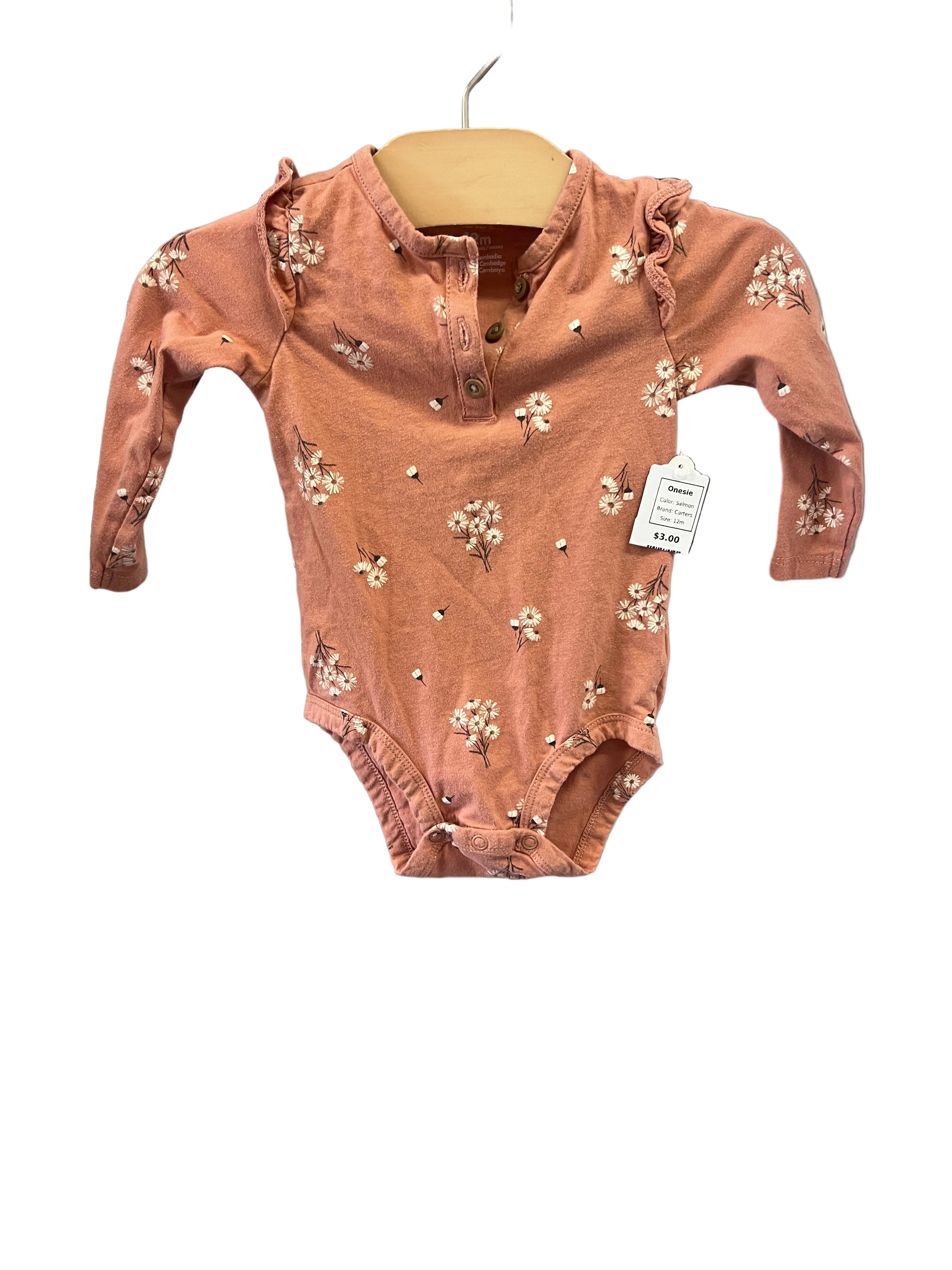 Salmon Carters Onesie, 12m