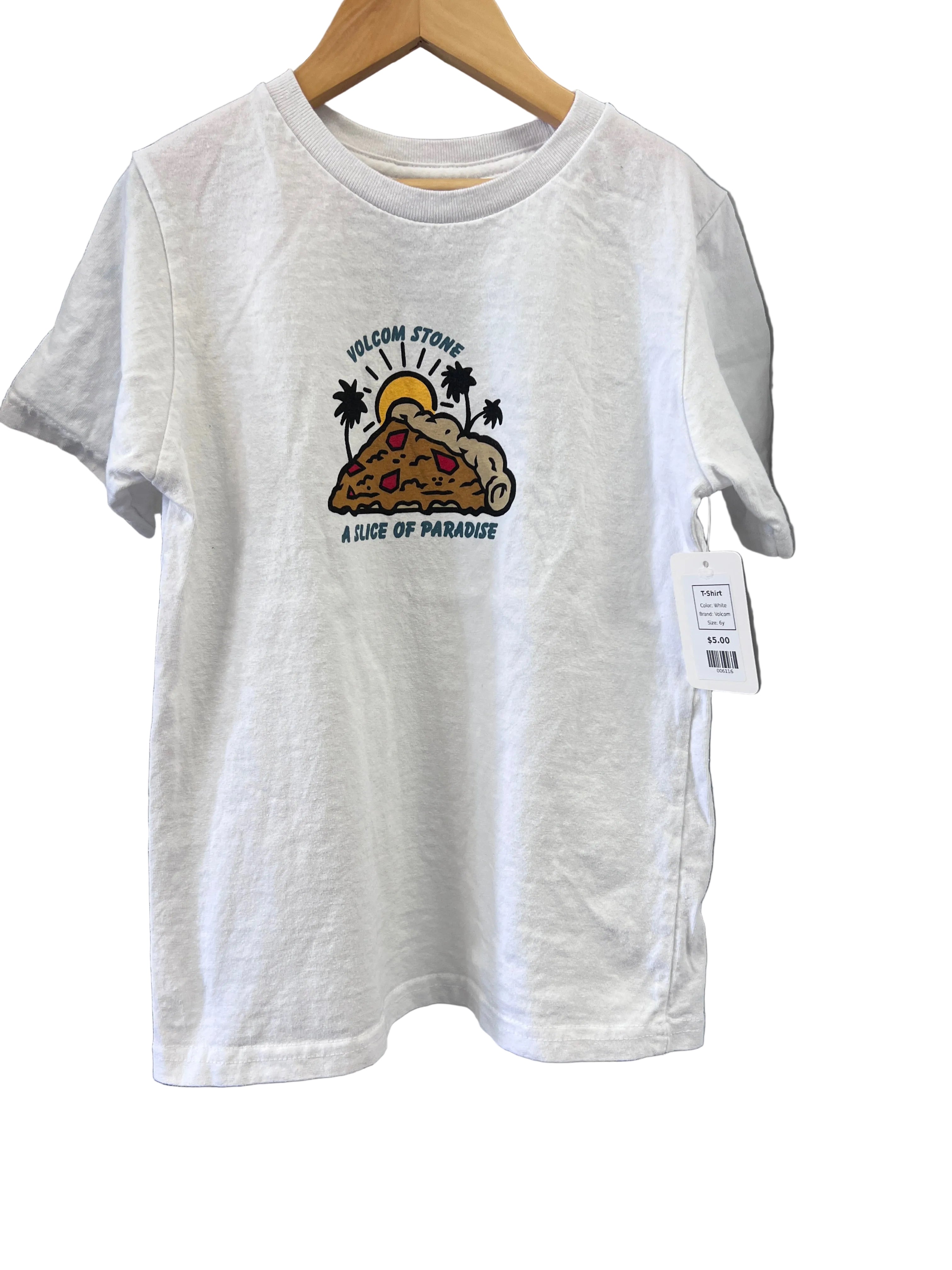 White Volcom T-Shirt, 6y