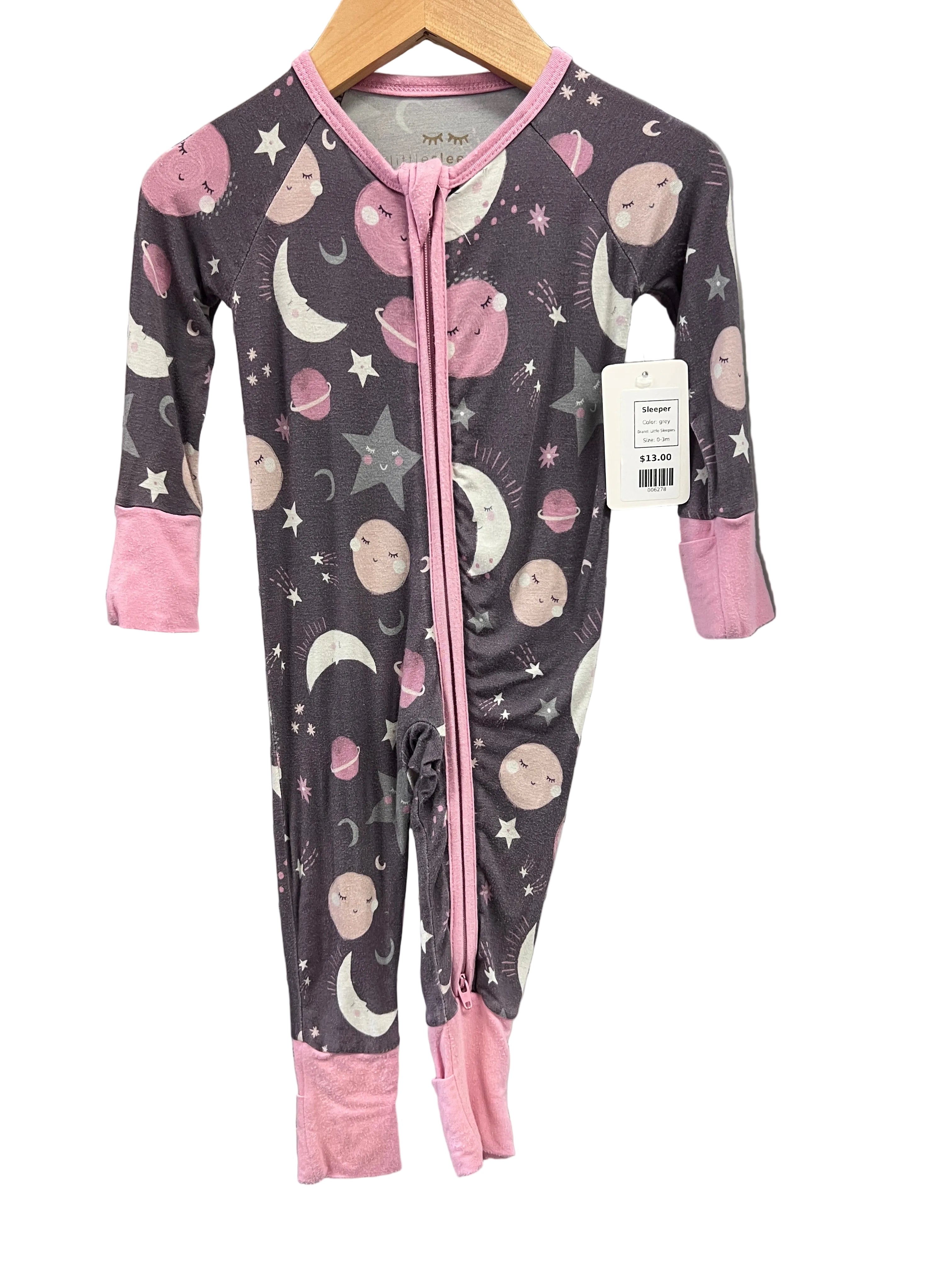 grey Little Sleepies Sleeper, 0-3m
