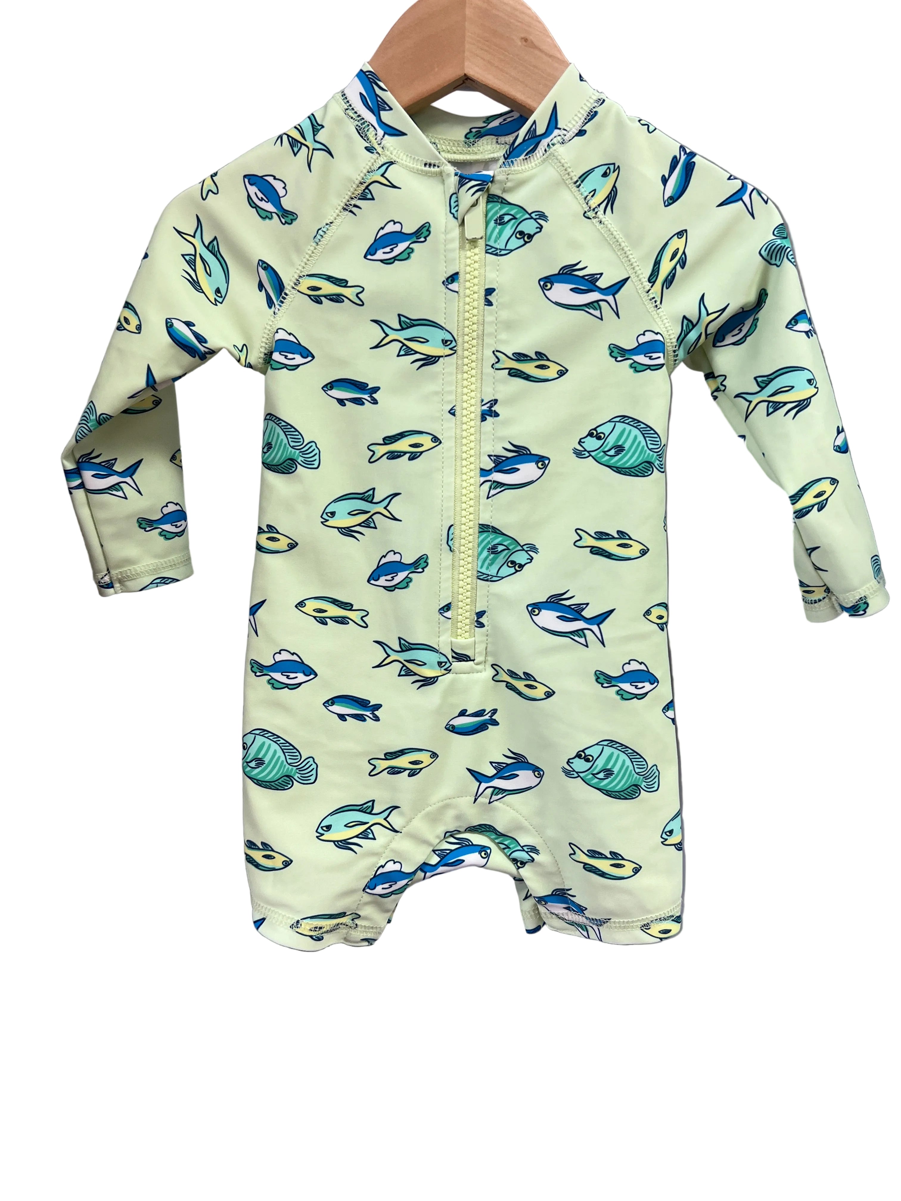 green Old Navy swim, 6-12m